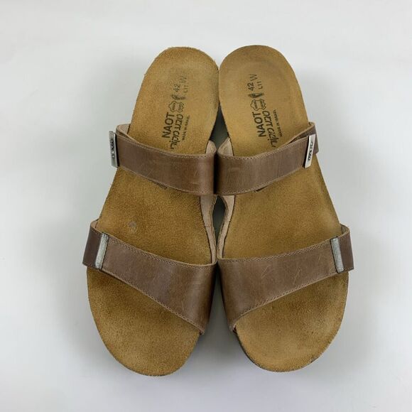 Naot Jacey Wide Sandal Slide Brown Leather Adjustable Wedge Slip On Womens 11 - Picture 4 of 15